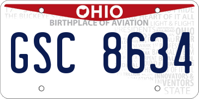 OH license plate GSC8634