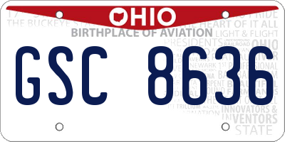 OH license plate GSC8636