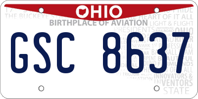 OH license plate GSC8637