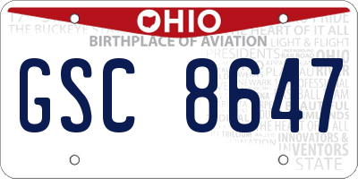 OH license plate GSC8647