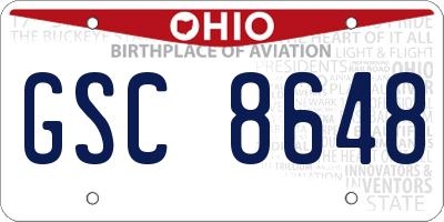 OH license plate GSC8648