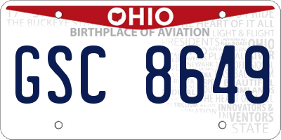 OH license plate GSC8649