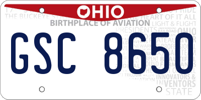 OH license plate GSC8650