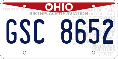 OH license plate GSC8652