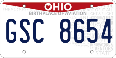 OH license plate GSC8654