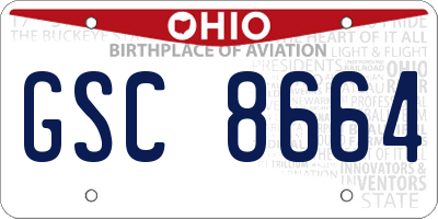 OH license plate GSC8664