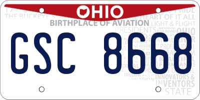 OH license plate GSC8668