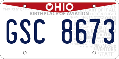 OH license plate GSC8673