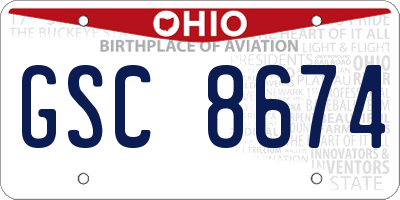 OH license plate GSC8674