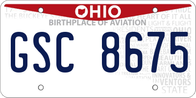 OH license plate GSC8675