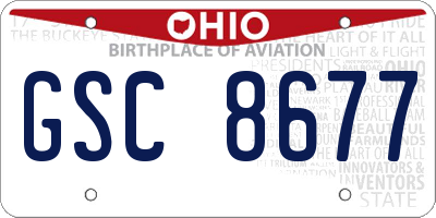 OH license plate GSC8677