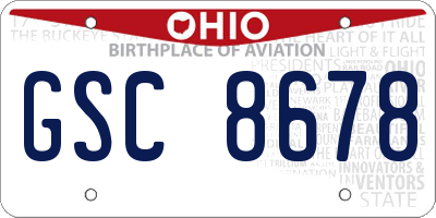 OH license plate GSC8678