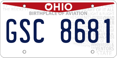 OH license plate GSC8681