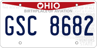 OH license plate GSC8682