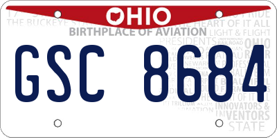 OH license plate GSC8684