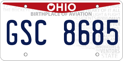 OH license plate GSC8685