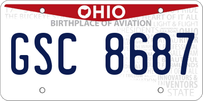 OH license plate GSC8687