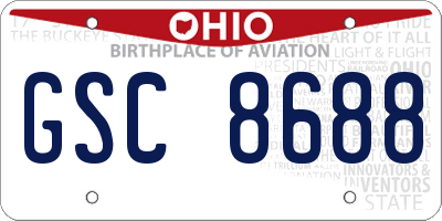 OH license plate GSC8688