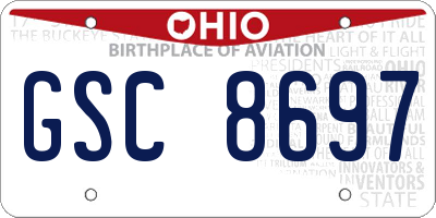 OH license plate GSC8697