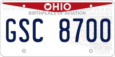 OH license plate GSC8700