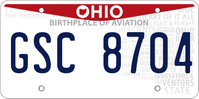 OH license plate GSC8704