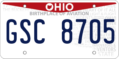 OH license plate GSC8705