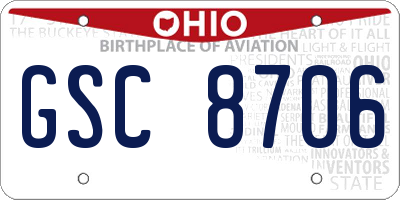 OH license plate GSC8706