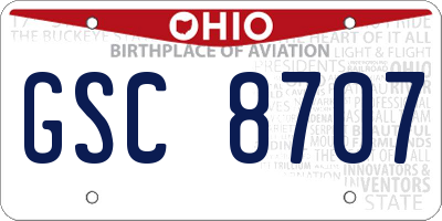 OH license plate GSC8707