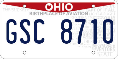 OH license plate GSC8710