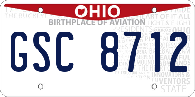 OH license plate GSC8712