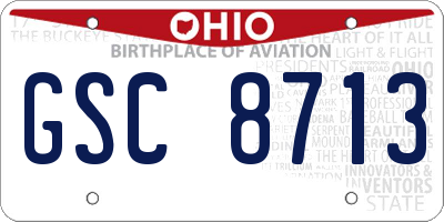 OH license plate GSC8713