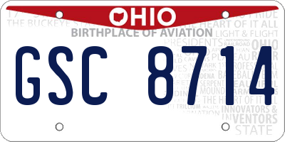 OH license plate GSC8714