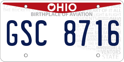 OH license plate GSC8716