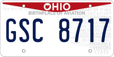 OH license plate GSC8717