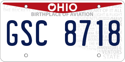 OH license plate GSC8718