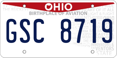 OH license plate GSC8719