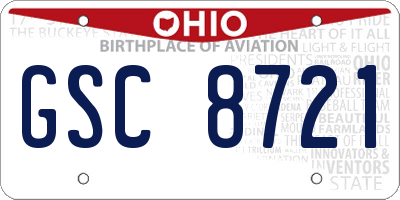 OH license plate GSC8721