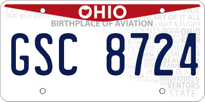 OH license plate GSC8724