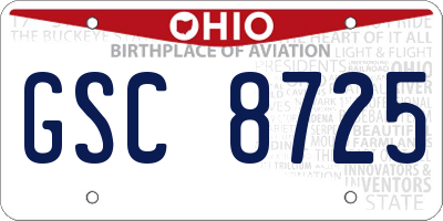 OH license plate GSC8725