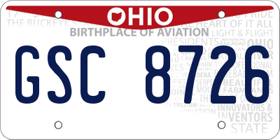 OH license plate GSC8726