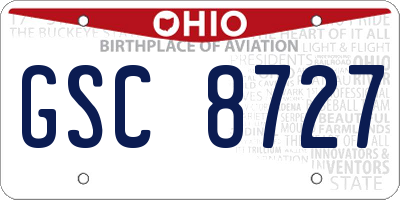 OH license plate GSC8727