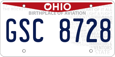 OH license plate GSC8728