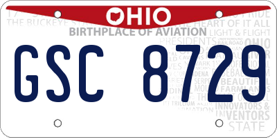 OH license plate GSC8729