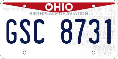 OH license plate GSC8731