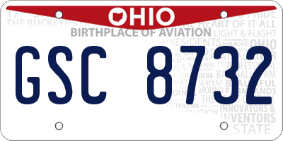 OH license plate GSC8732