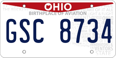 OH license plate GSC8734