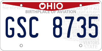 OH license plate GSC8735