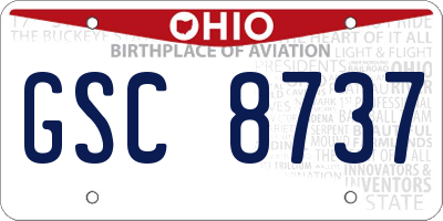 OH license plate GSC8737