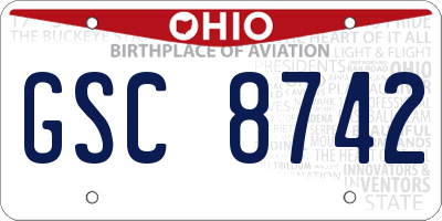 OH license plate GSC8742