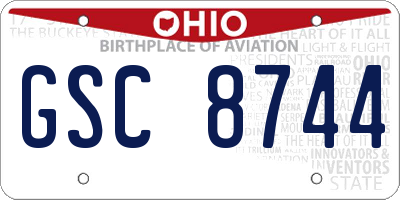 OH license plate GSC8744